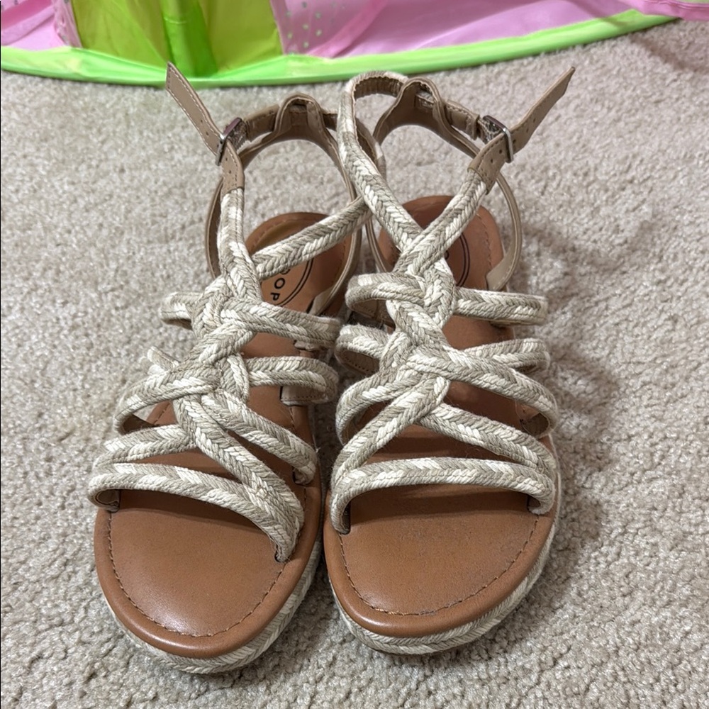 Tan Gladiator Sandals with Strappy Design